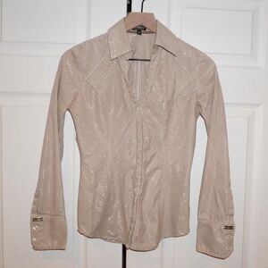 Express Women's Cream and Pink Shirt